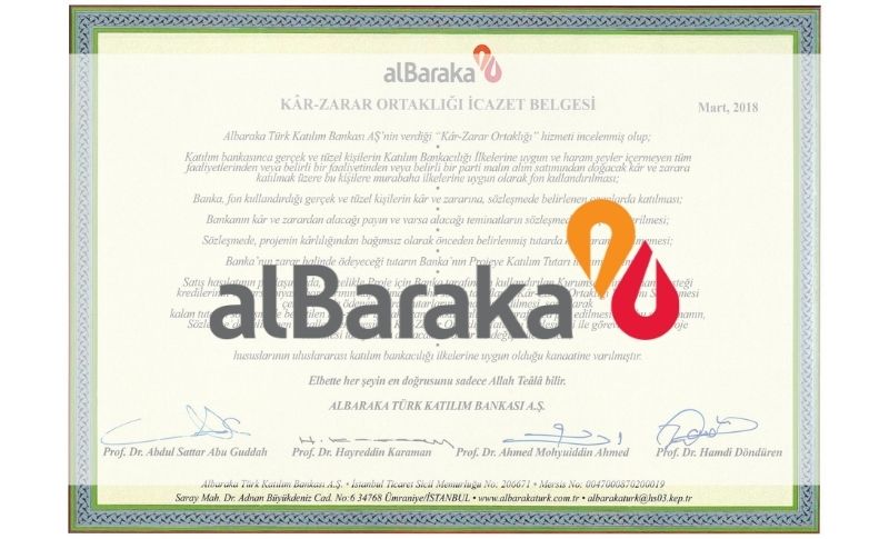 Albaraka Türk Katılım Bankası İcazet Belgeleri