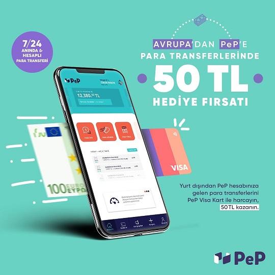 PeP Visa Kart 50 TL Yüklü Geliyor