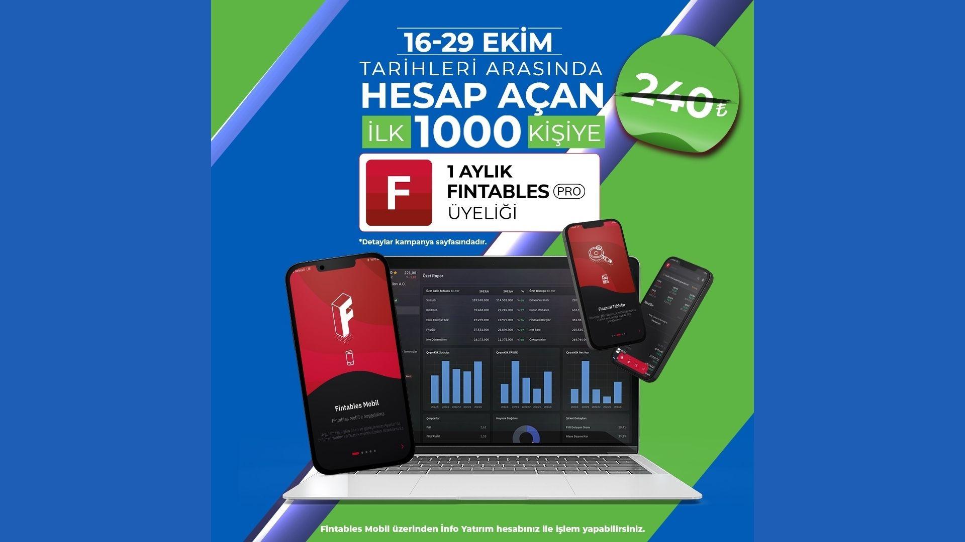 İnfo Yatırım’dan Hesap Açana 1 Aylık Fintables Pro Üyeliği Hediye
