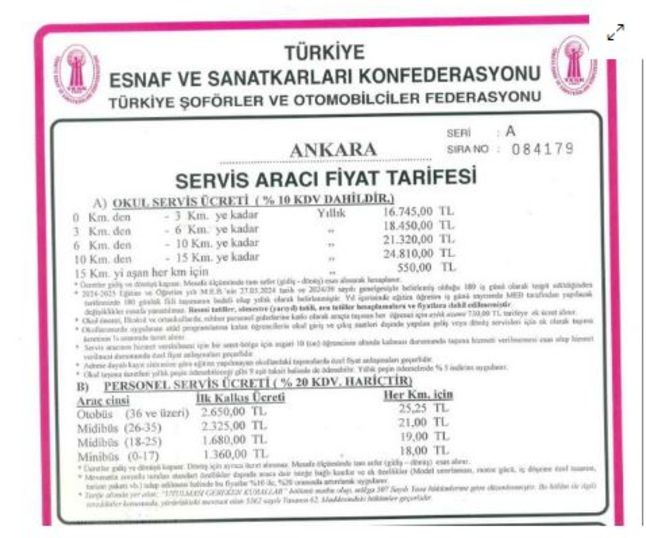 Ankara'da Okul Servis Ücretleri Açıklandı
