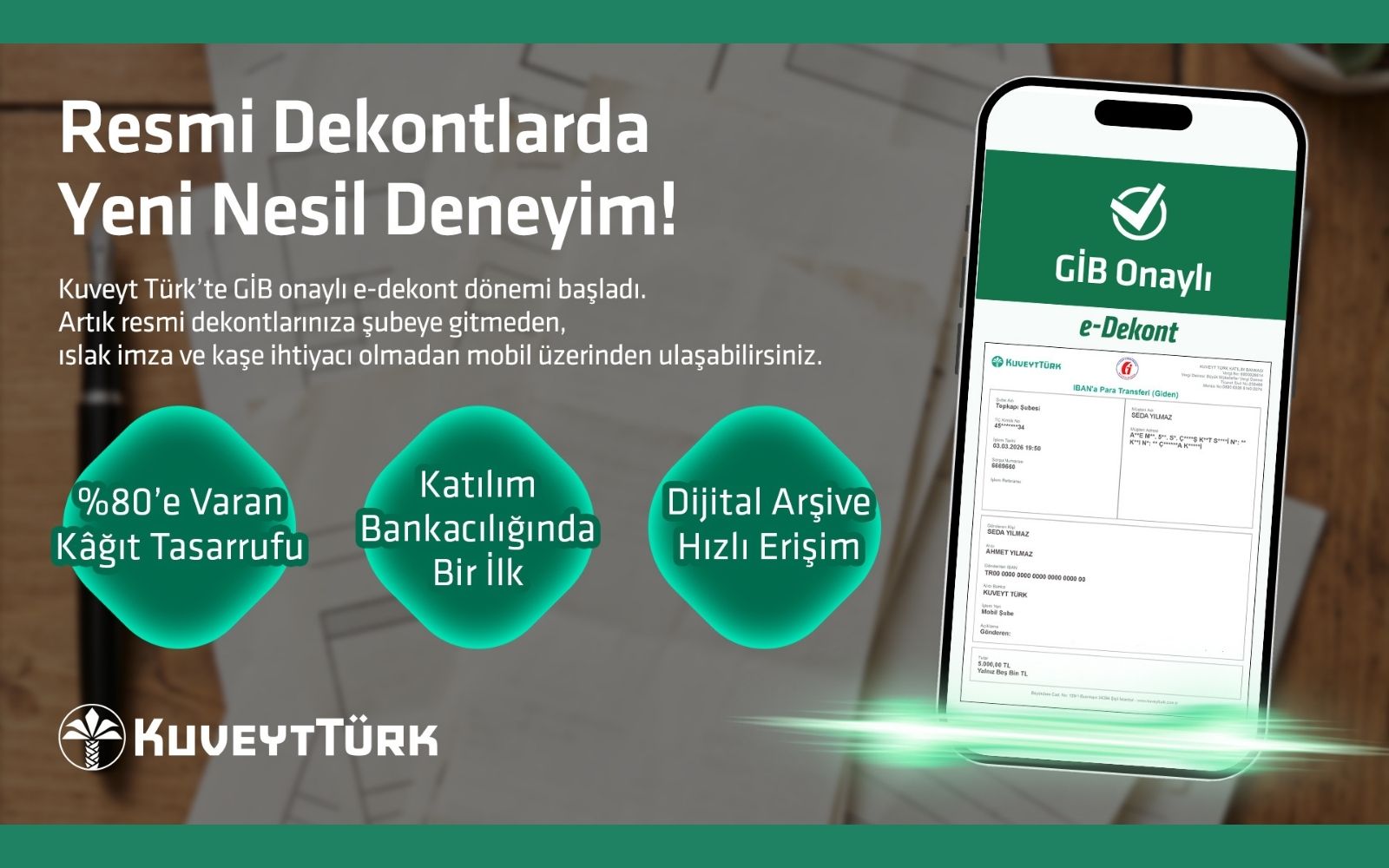 Kuveyt Türk e-Dekontla Sektör Üçüncüsü